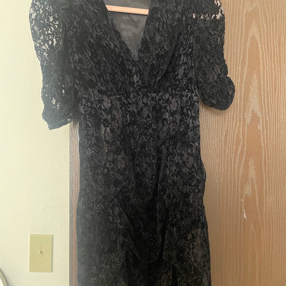 Maje Rimael Black Velvet and Lacr dress 1 Xs
